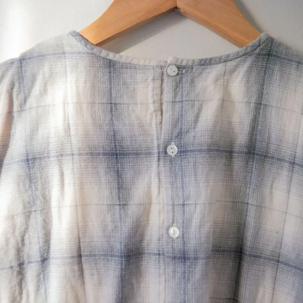 Bonpoint Girls Flannel Blue White Plaid Parachute 